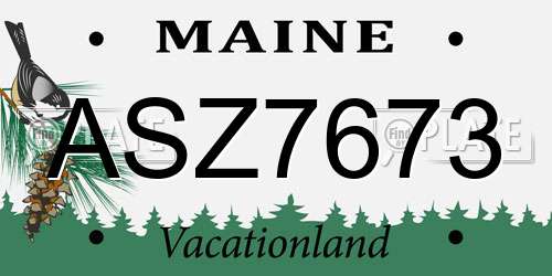 ASZ7673 Maine License Plate