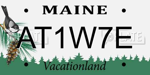 AT1W7E Maine License Plate