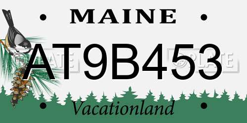 AT9B453 Maine License Plate