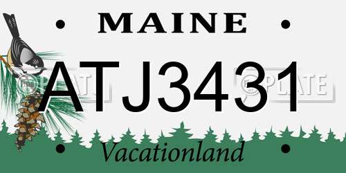 ATJ3431 Maine License Plate