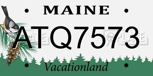 ATQ7573 Maine License Plate