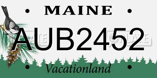 AUB2452 Maine License Plate