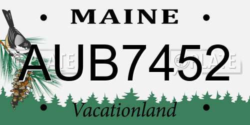 AUB7452 Maine License Plate