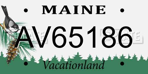 AV65186 Maine License Plate