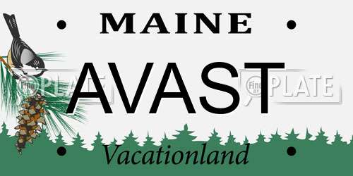 AVAST Maine License Plate