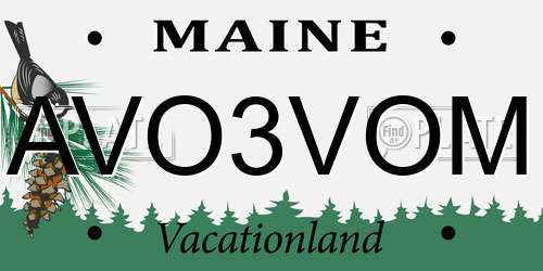 AVO3VOM Maine License Plate