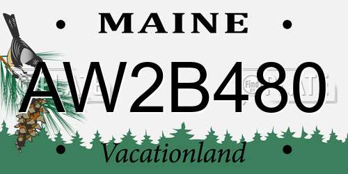 AW2B480 Maine License Plate
