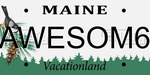 AWESOM6 Maine License Plate