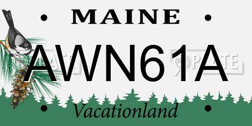 AWN61A Maine License Plate