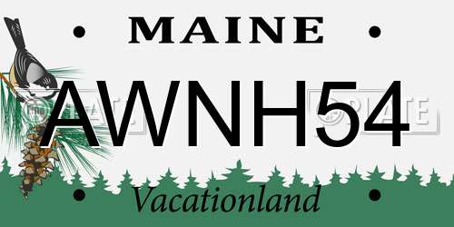 AWNH54 Maine License Plate