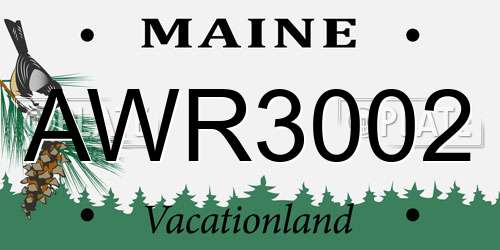 AWR3002 Maine License Plate