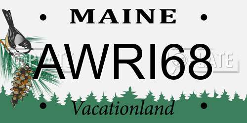 AWRI68 Maine License Plate