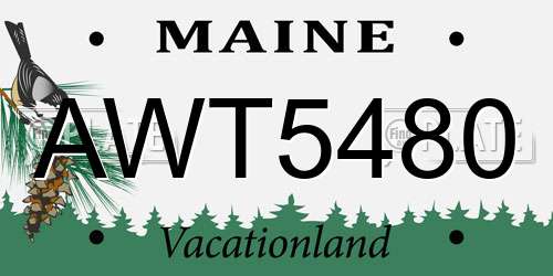 AWT5480 Maine License Plate