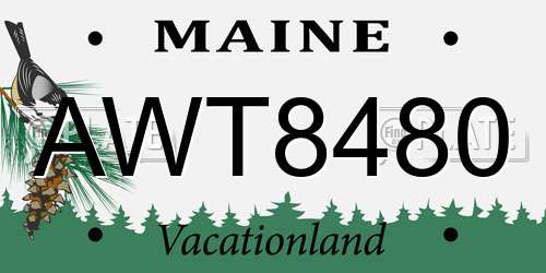 AWT8480 Maine License Plate