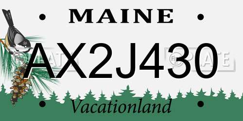 AX2J430 Maine License Plate