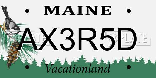AX3R5D Maine License Plate