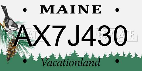 AX7J430 Maine License Plate