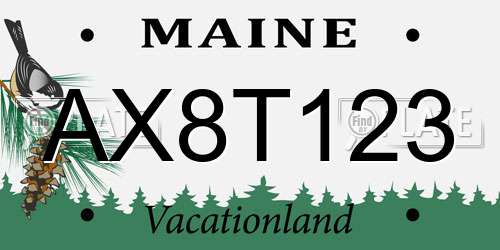 AX8T123 Maine License Plate