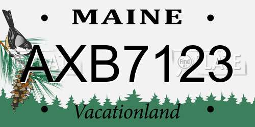 AXB7123 Maine License Plate