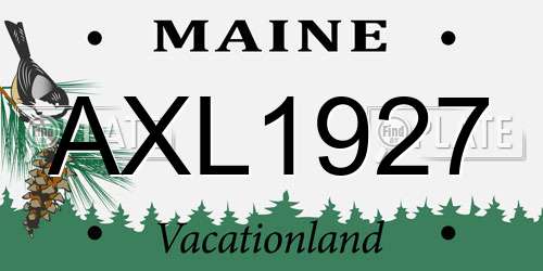 AXL1927 Maine License Plate