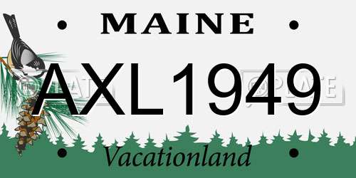 AXL1949 Maine License Plate