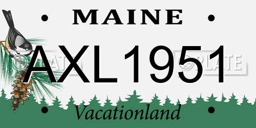 AXL1951 Maine License Plate