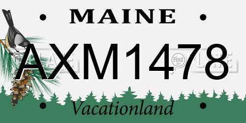 AXM1478 Maine License Plate