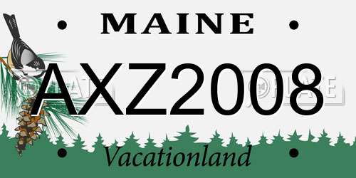 AXZ2008 Maine License Plate