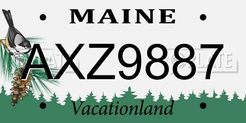 AXZ9887 Maine License Plate