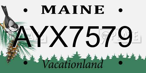 AYX7579 Maine License Plate