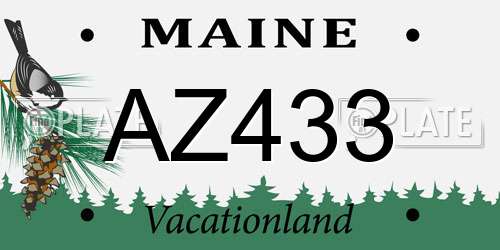 AZ433 Maine License Plate