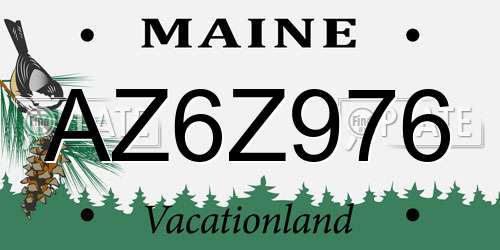AZ6Z976 Maine License Plate