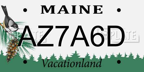 AZ7A6D Maine License Plate