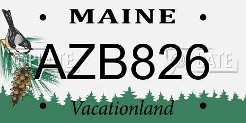 AZB826 Maine License Plate
