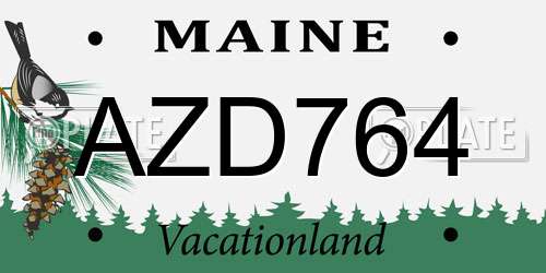 AZD764 Maine License Plate