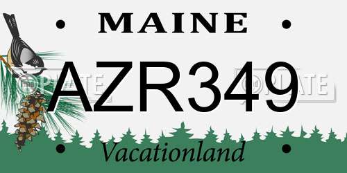AZR349 Maine License Plate