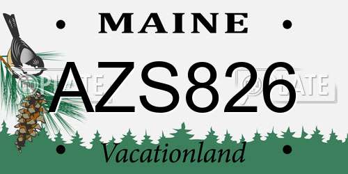 AZS826 Maine License Plate
