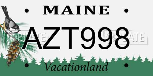 AZT998 Maine License Plate
