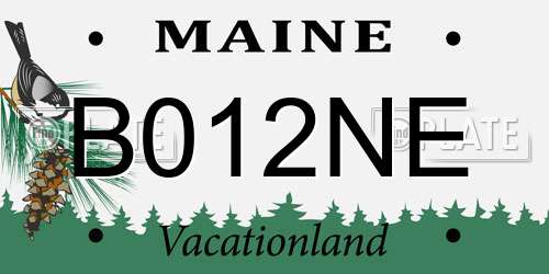 B012NE Maine License Plate
