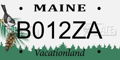 B012ZA Maine License Plate