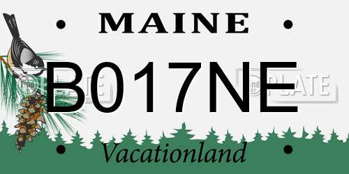 B017NE Maine License Plate