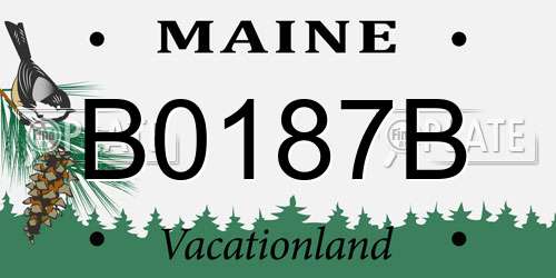 B0187B Maine License Plate