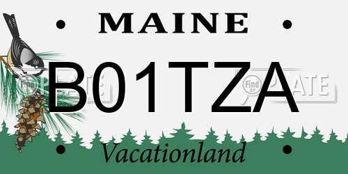 B01TZA Maine License Plate