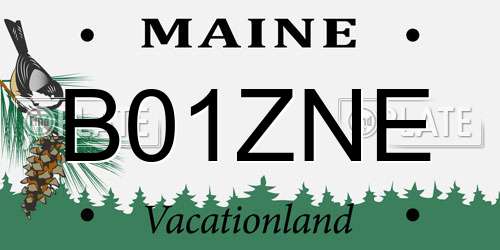B01ZNE Maine License Plate