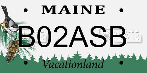 B02ASB Maine License Plate