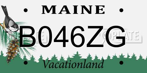 B046ZG Maine License Plate