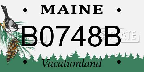 B0748B Maine License Plate