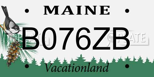B076ZB Maine License Plate