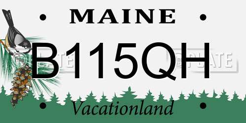 B115QH Maine License Plate