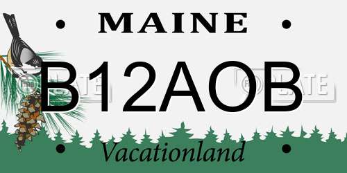 B12AOB Maine License Plate